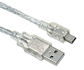 USB 2.0 USB2 6ft Silver Cable A to Mini for HTC Phone